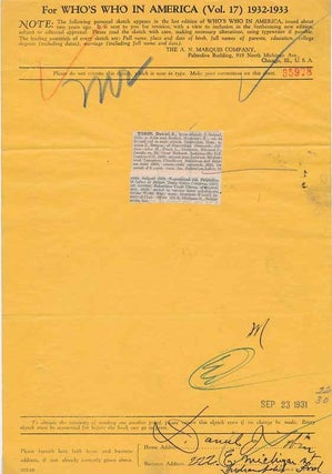 Item #13910 Document Signed. Daniel J. TOBIN