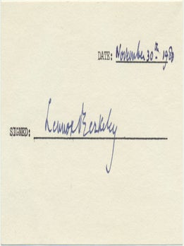 Item #13959 Signature. Lennox BERKELEY