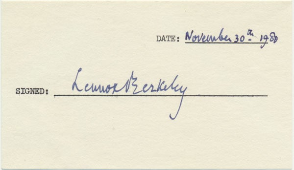 Item #13959 Signature. Lennox BERKELEY, ?-1989.