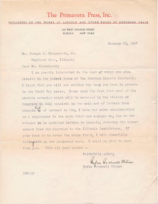 Item #14237 Typed Letter Signed. Rufus Rockwell WILSON