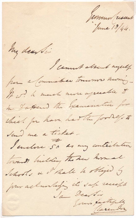 CLARENDON, George William Frederick Villiers (1800-70) - Autograph Letter Signed