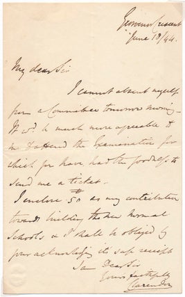 Item #15015 Autograph Letter Signed. George William Frederick Villiers CLARENDON
