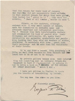 Item #15055 Typed Letter Signed and Inscribed Photograph. Eugenio di PIRANI