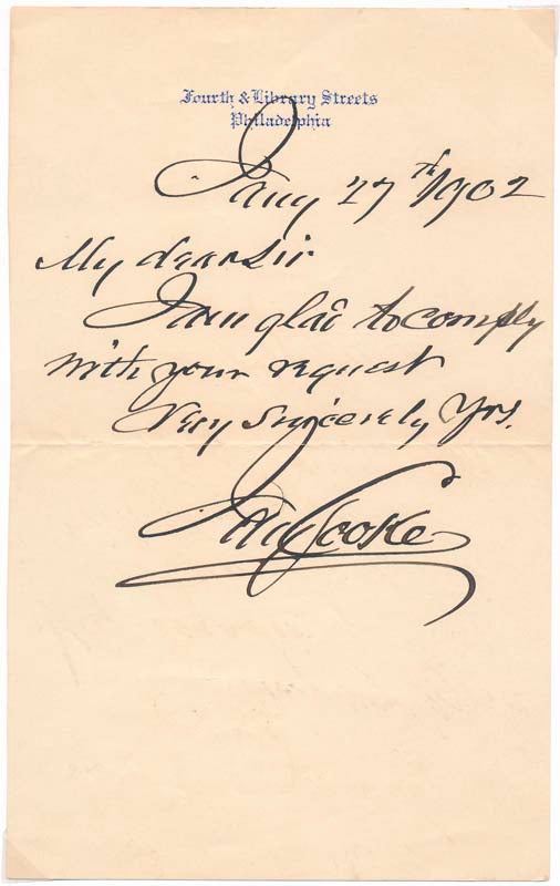 COOKE, Jay (1821-1905) - Autograph Note Signed