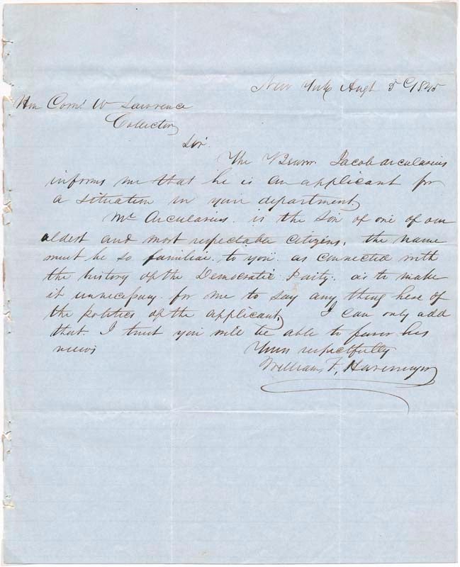 Item #15404 Autograph Letter Signed. William F. HAVEMYER.