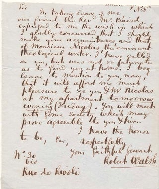 Item #15532 Autograph Letter Signed. Robert WALSH