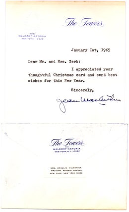 Item #16055 Typed Note Signed. Jean MacARTHUR