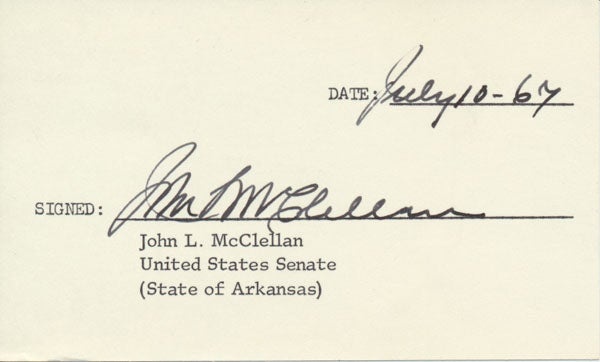 Item #16065 Signature. John L. McCLELLAN.