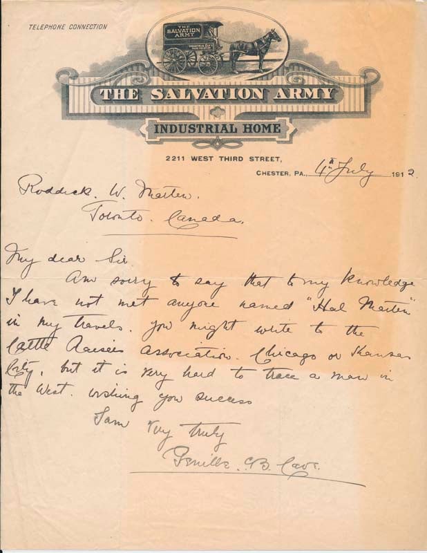 CAVE-BROWNE-CAVE, Reverend Sir Genille (1869-1929) - Autograph Letter Signed