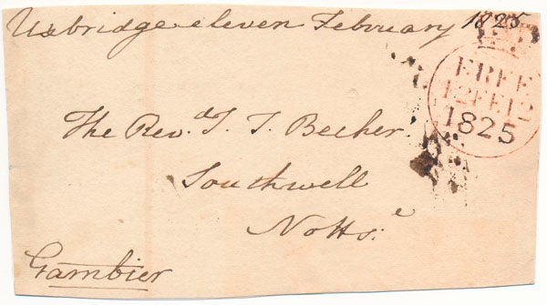Item #16155 Free-Franked Envelope. James GAMBIER.