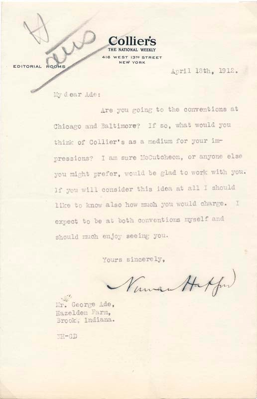 Item #16250 Typed Letter Signed. Norman HAPGOOD.