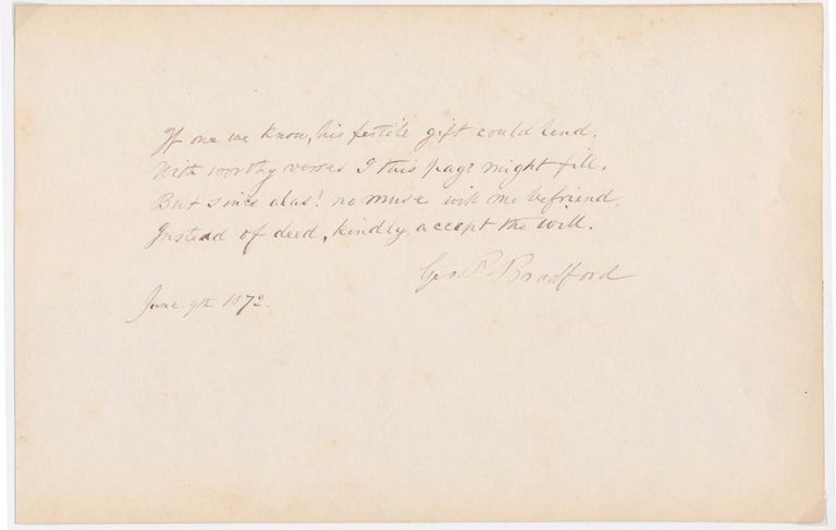 Item #16586 Autograph Quotation Signed. George P. BRADFORD.