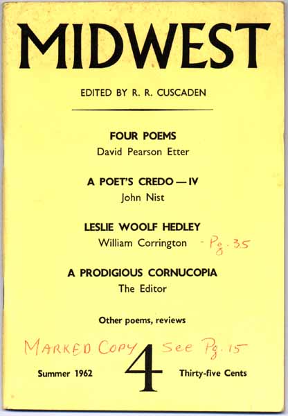 Item #16673 Midwest: A Magazine of Poetry and Opinion (Summer 1962, Number 4). R. R. CUSCADEN.