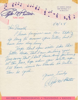 Item #17516 Autograph Letter Signed. Clyde McPHATTER