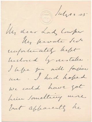 Item #18025 Autograph Letter Signed. William St. John Fremantle BRODRICK
