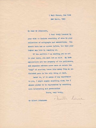 Item #18120 Typed Letter Signed / Autograph Manuscript Signed. Burton KLINE