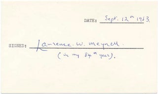 Item #18303 Signature. Laurence W. MEYNELL