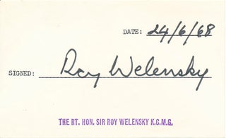 Item #18323 Signature. Roy WELENSKY, ?-1991