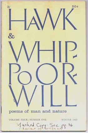 Item #18444 Hawk & Whippoorwill: Winter 1963 (Volume Four, Number One). August DERLETH
