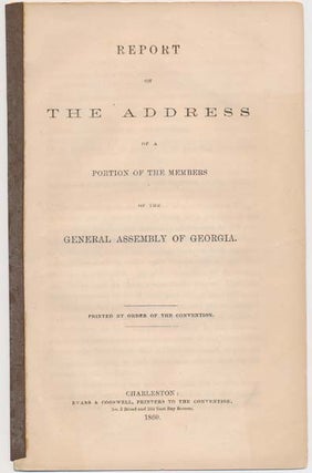 Item #18886 Report on the Address of a Portion of the Members of the General Assembly of Georgia