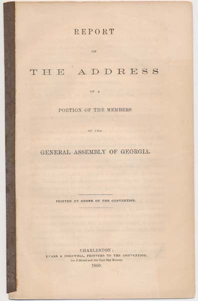 Item #18886 Report on the Address of a Portion of the Members of the General Assembly of Georgia.