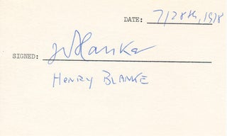Item #18894 Signature. Henry BLANKE
