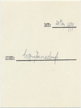 Item #18900 Signature. Geoffrey BARRACLOUGH
