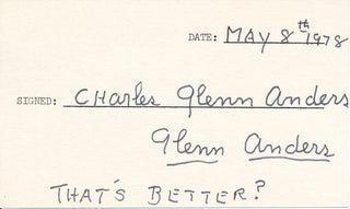 Item #18903 Signature. Glenn ANDERS