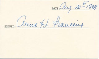 Item #18940 Signature. Anne H. FRANCINE