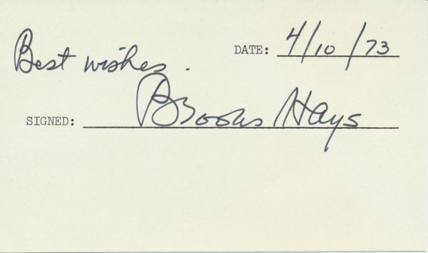 Item #18943 Signature. Brooks HAYS.