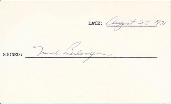 Item #18952 Signature. Mark BELANGER.