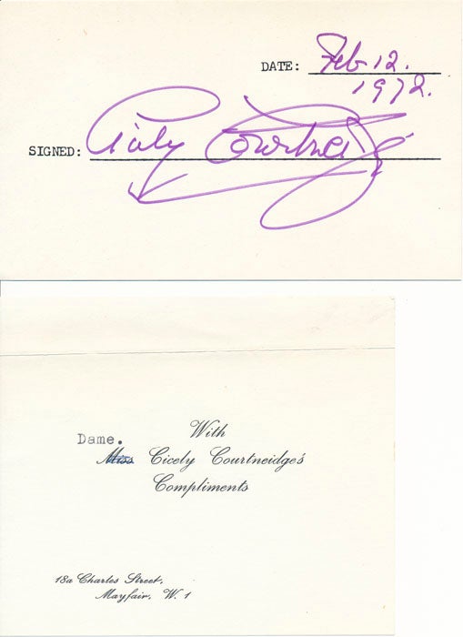 COURTNEIDGE, Cicely (1893-1980) - Signature