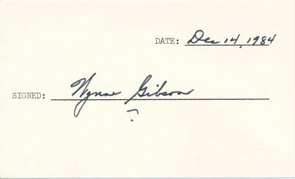 Item #19000 Signature. Wynne GIBSON.
