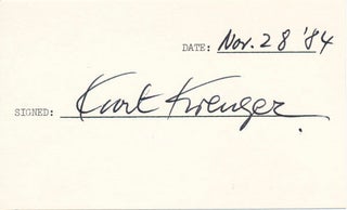 Item #19021 Signature / Autograph Note Signed. Kurt KREUGER, 1917-?