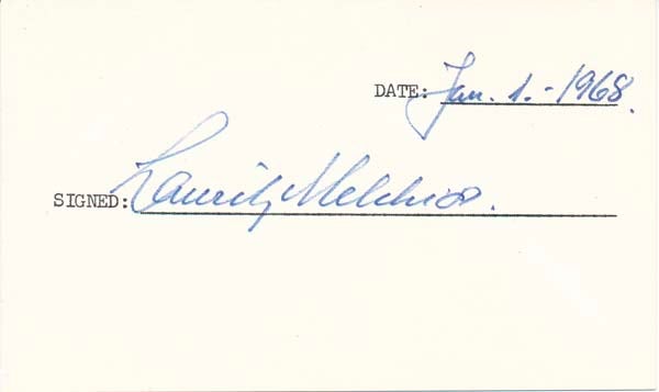 Item #19078 Signature. Lauritz MELCHOIR.