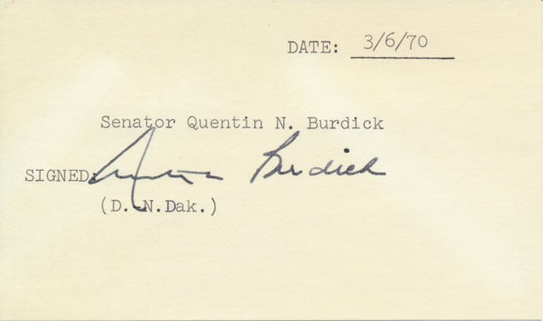 BURDICK, Quentin N. (1908-92) - Signature