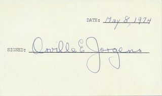 Item #19178 Signature. Orville E. JORGENS