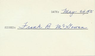 Item #19192 Signature. Frank B. McGOWAN