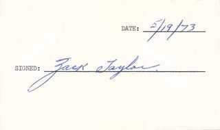 Item #19212 Signature / Autograph Note Signed. James W. " Zack" TAYLOR