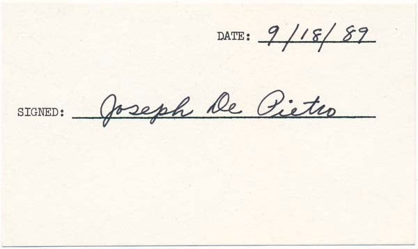 Item #19376 Signature. Joseph DE PIETRO, 1914-?