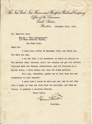 Item #19427 Typed Letter Signed. Howard ELLIOTT