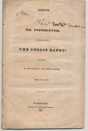 Item #19661 Speech of Mr. Poindexter, on the Subject of the Public Lands: Delivered in the Senate...