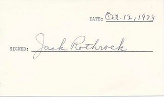 Item #19709 Signature. Jack H. ROTHROCK
