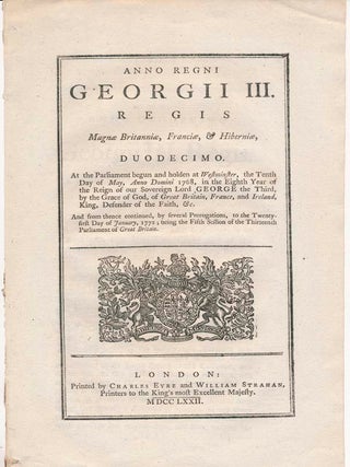 Item #19754 An Act for allowing the free Importation of Rice into this Kingdom, from any of His...