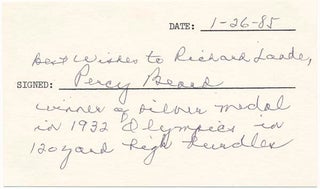 Item #19817 Signature and Inscription. Percy BEARD, ?-1990