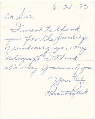 Item #19829 Autograph Note Signed. Frank PYTLAK
