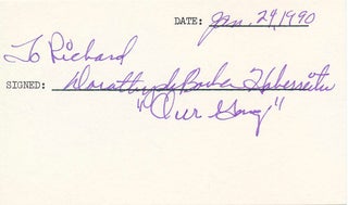 Item #19837 Signature and Inscription. Dorothy DeBORBA, 1925-?