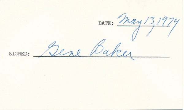 Item #19841 Signature. Gene BAKER.