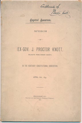 Item #19903 Speech of Ex-Gov. J. Proctor Knott, Delegate from Marion County, in the Kentucky...
