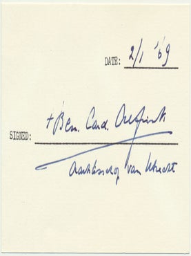 Item #19904 Signature. Bernard Jan Cardinal ALFRINK